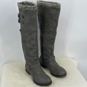 JustFab KRISTIANN Gray Over the Knee Boots with Knit Cuff WOMENS SIZE 9